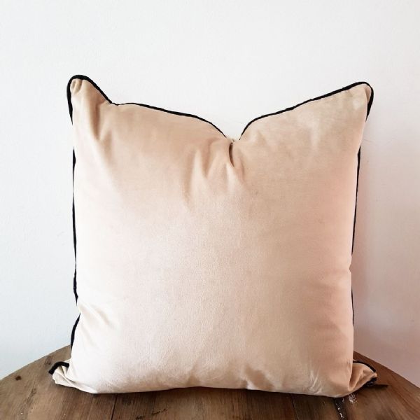  Velvet/Piped Luxury Black Trim Scatter  Pillow - Champagne Gold